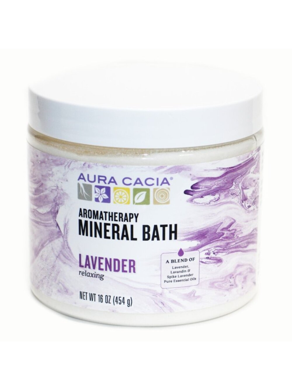 Aura Cacia Relaxing Lavender Aromatherapy Mineral Bath 16 oz. Jar